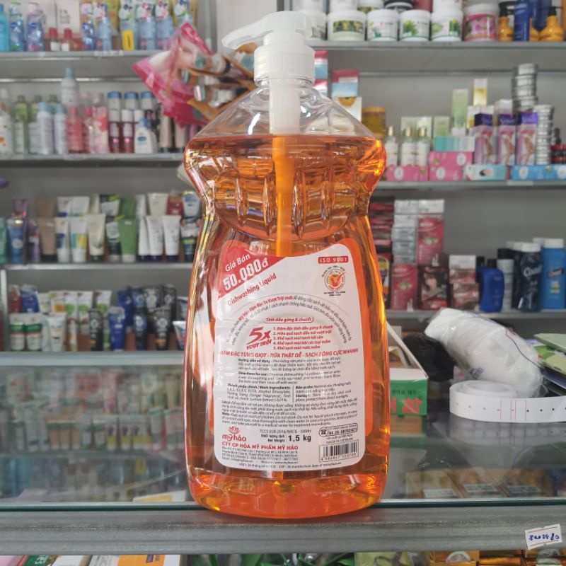 Nước rửa chén 5X đậm đặc Mỹ Hảo tinh chất gừng và chanh 1,5kg