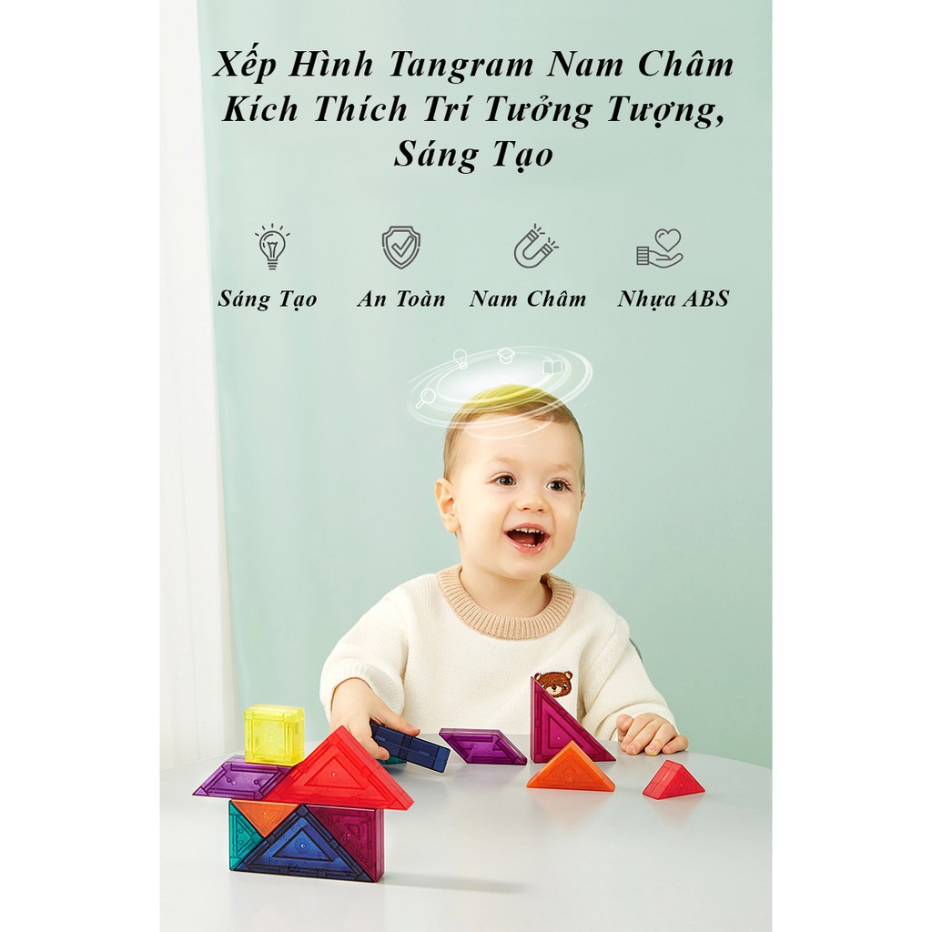 Đồ Chơi Trí Tuệ Xếp Hình Tangram Nam Châm - KUB