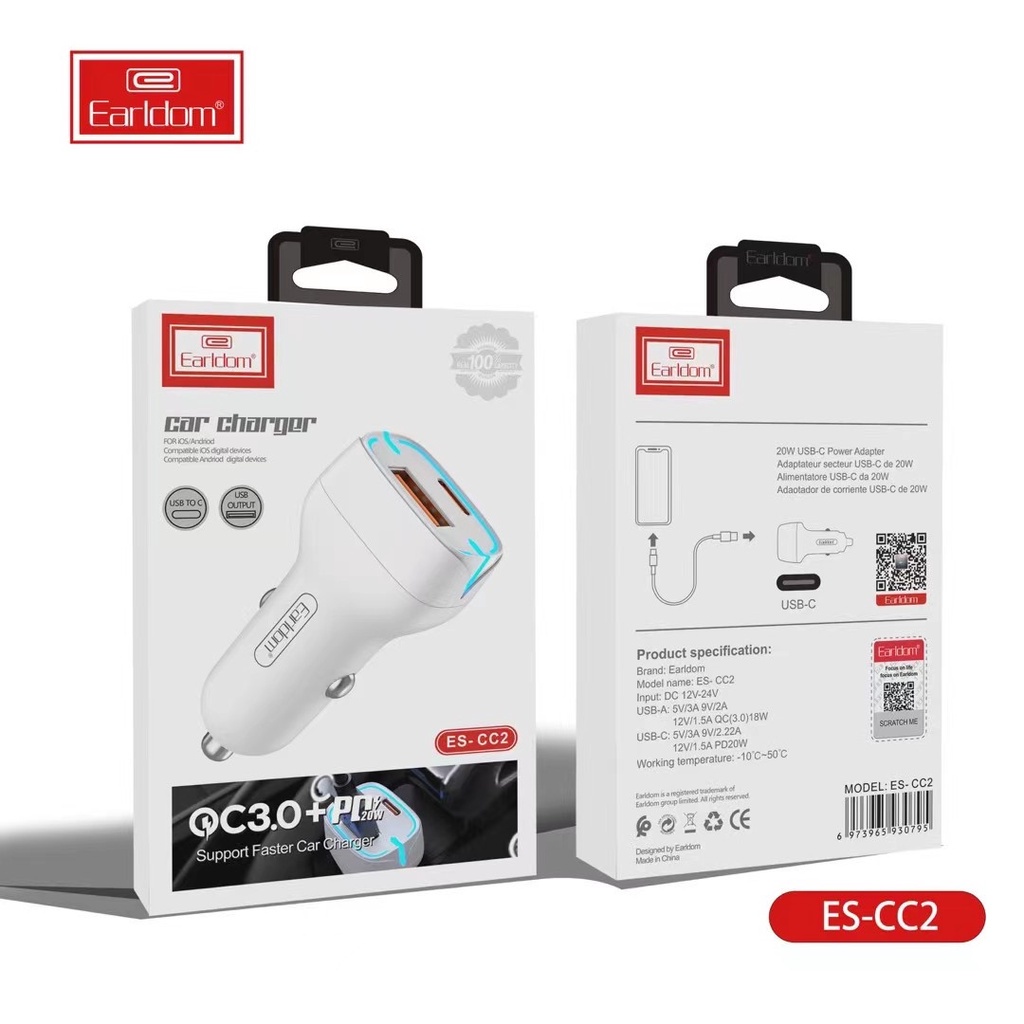 Tẩu Sạc Ô Tô Chính Hãng Earldom ES - CC2 [ BẢO HÀNH 24 THÁNG ]