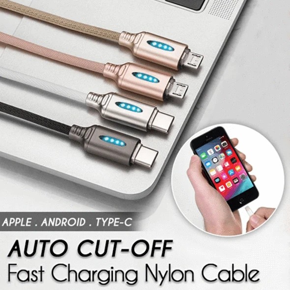 Dây cáp sạc USB bện dây có đèn báo led cho Iphone Android