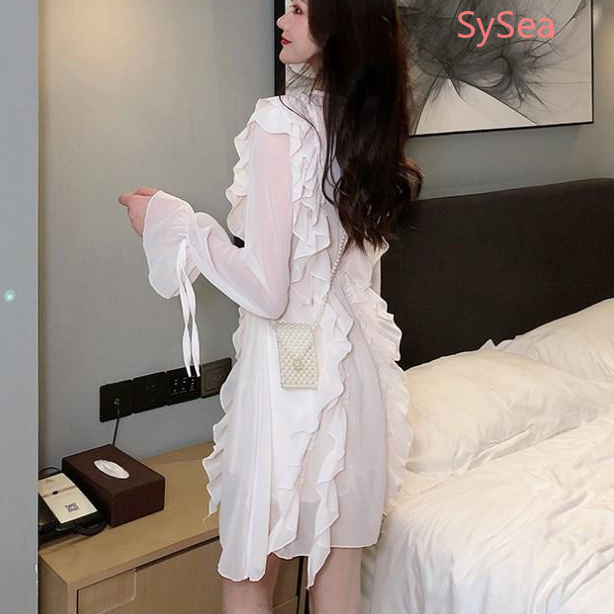 Đầm Trắng Bằng Vải Voan Thiết Kế Cổ Chữ V Quyến Rũ