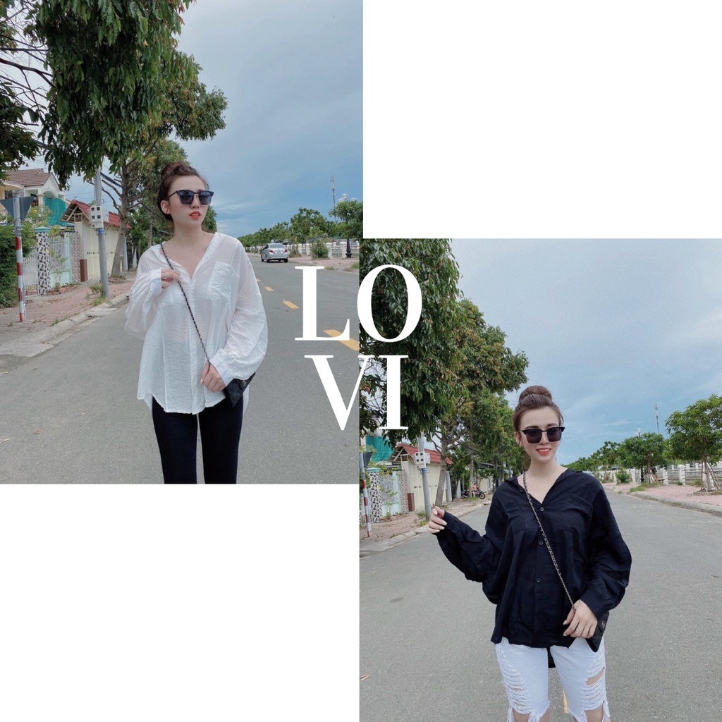 Áo sơ mi cánh dơi caro 2 túi form rộng nhiều màu Lovi