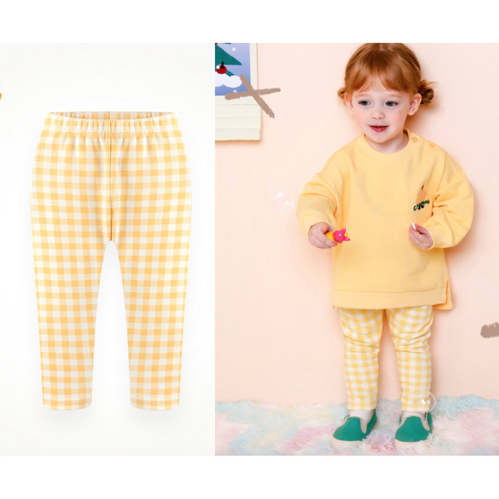 (100,110)Legging lót lông MM kẻ vàng maruse28