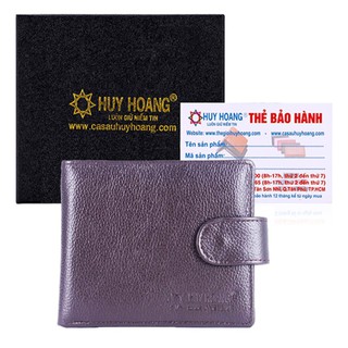 Ví nam da bò bấm nút màu nâu huy hoàng hf2143