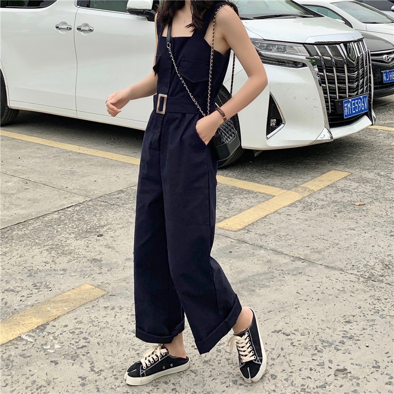 Jumpsuit Ống Rộng Lưng Cao Thời Trang Dành Cho Nữ