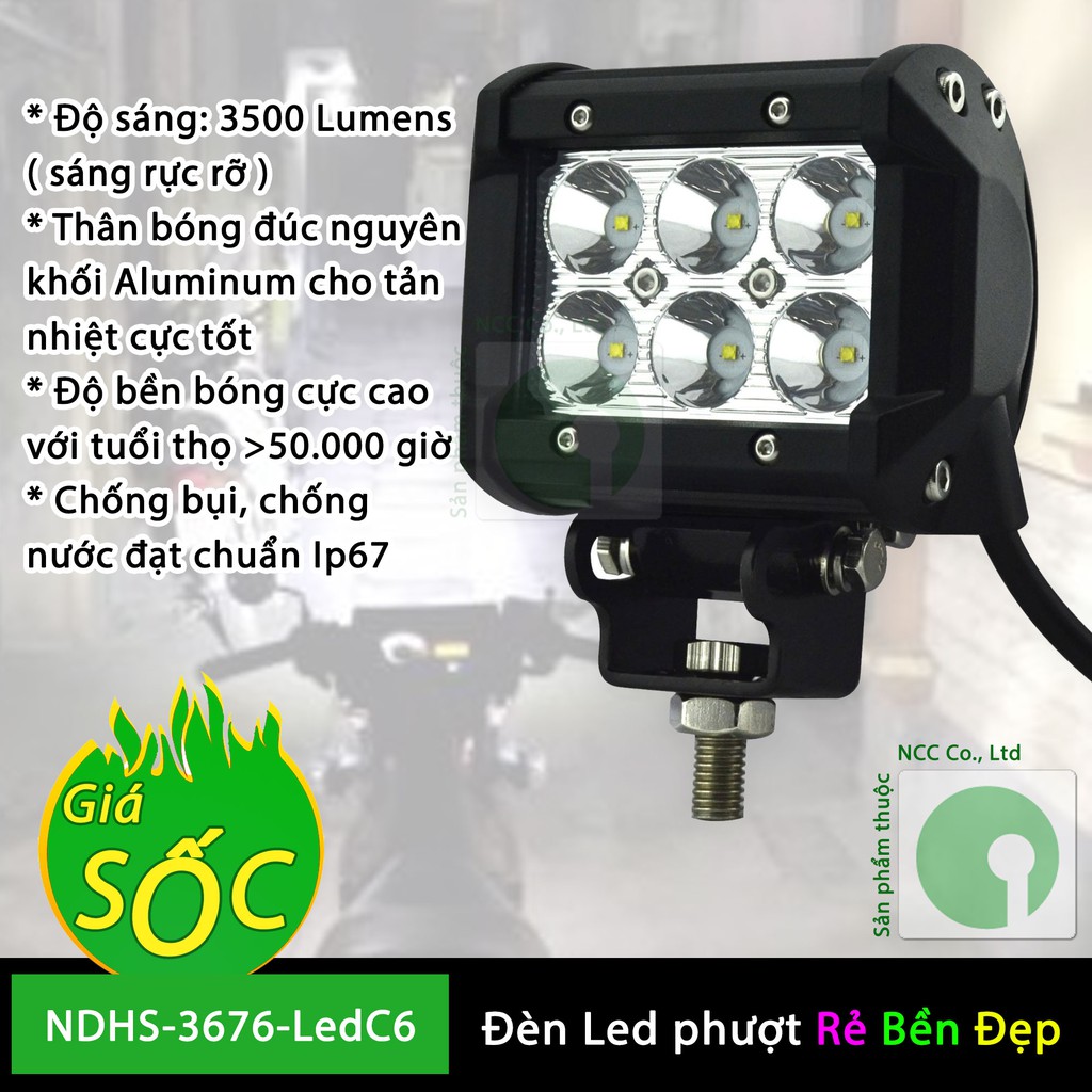 Đèn Led C6 phượt siêu sáng chống nước - NDHS-3676-LedC6