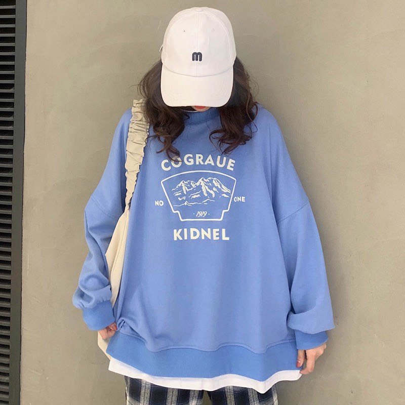 Áo Sweater Áo Thun Tay Dài Form Rộng Unisex Ulzzang Hàn Quốc