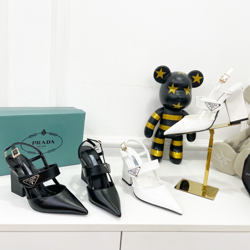 Sandal prada gót dẹt mũi nhọn fullbox