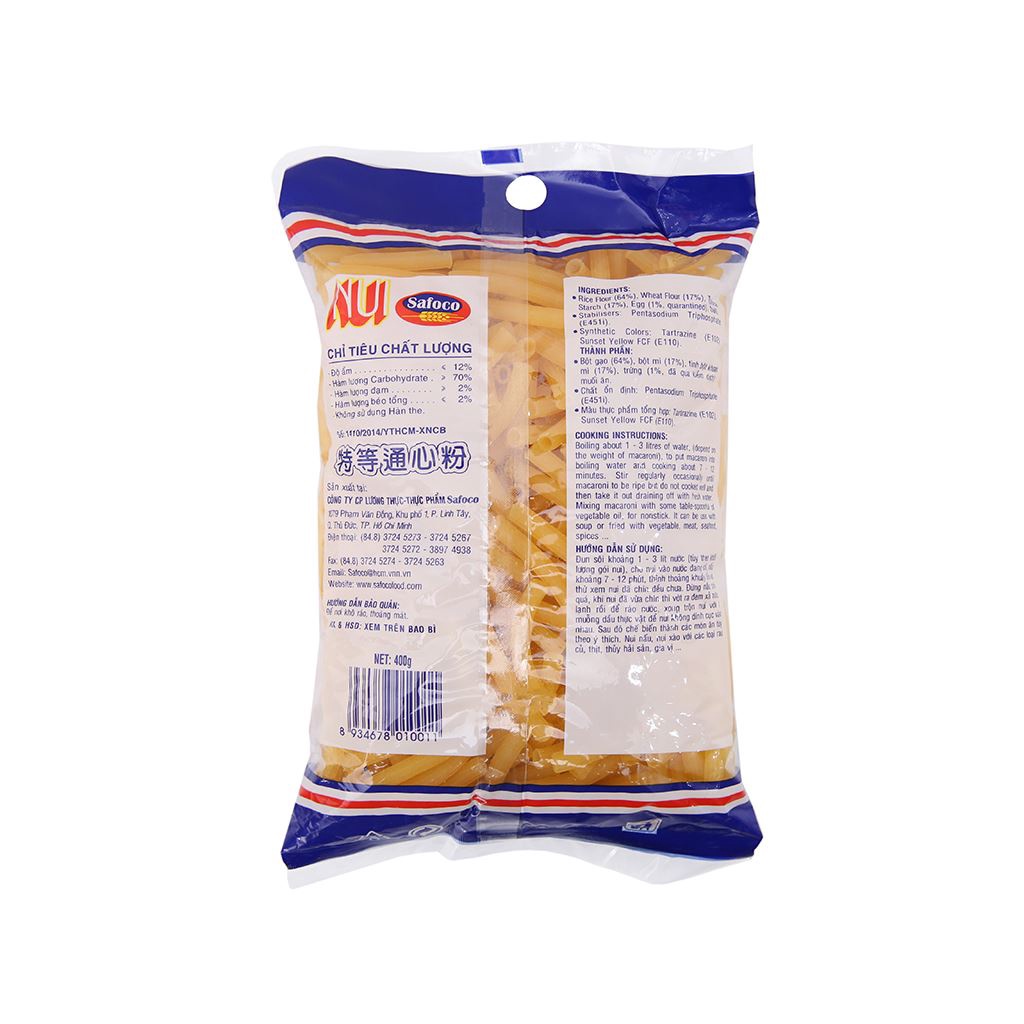 Nui ống dài Safoco 400g