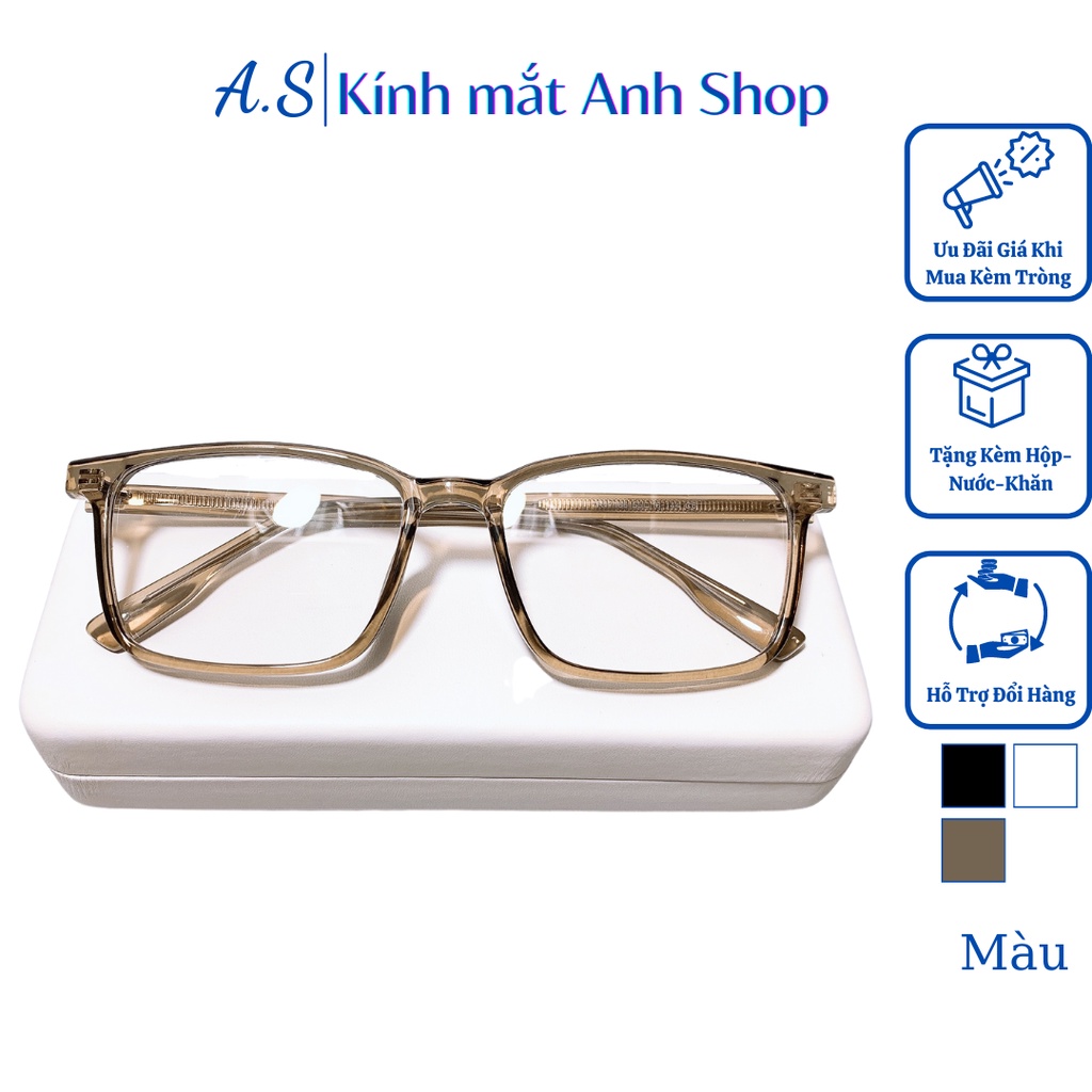 Gọng kính chữ nhật to thời trang chất liệu nhựa dẻo cốt kim loại bền đẹp 17166