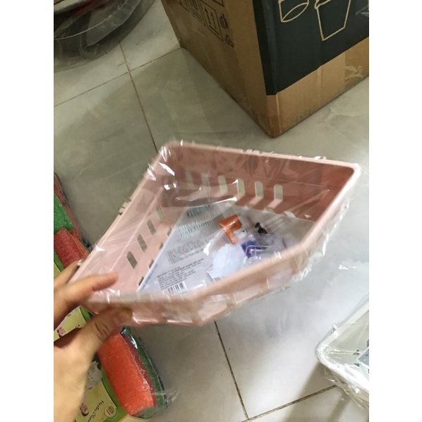 Khay tam giác dán tường Hokori, kệ góc nhà tắm dán tường loại xịn