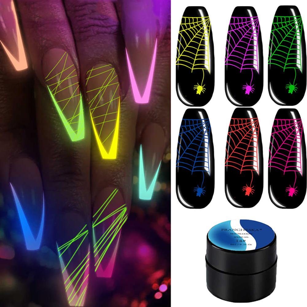Bộ Móng Tay Giả Hiệu Ứng Dạ Quang Neon Phong Cách Halloween Độc Đáo DIY