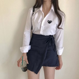 Shirt cdg - Áo sơ mi trắng họa tiết trái tim