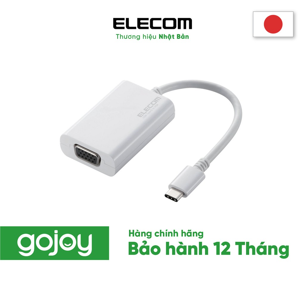 Thiết bị chuyển đổi USB-C sang VGA ELECOM AD-APCVGAWH Màu Trắng - Bảo hành 12 tháng