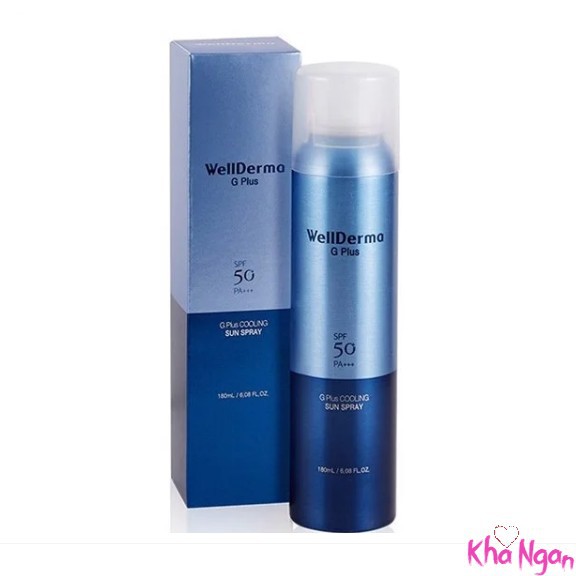 Xịt Chống Nắng Chống Trôi, Giảm Nhiệt, Làm Mát Da Wellderma G PLus Cooling Sun Spray 180ml