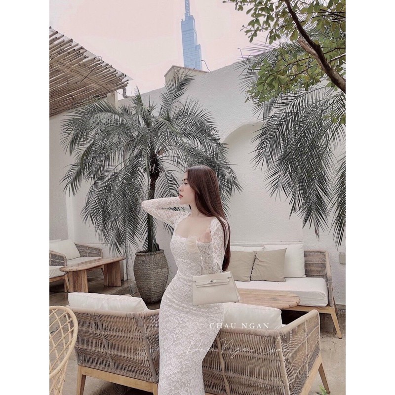 ĐẦM TAY DÀI ĐUÔI CÁ CÀI HOA