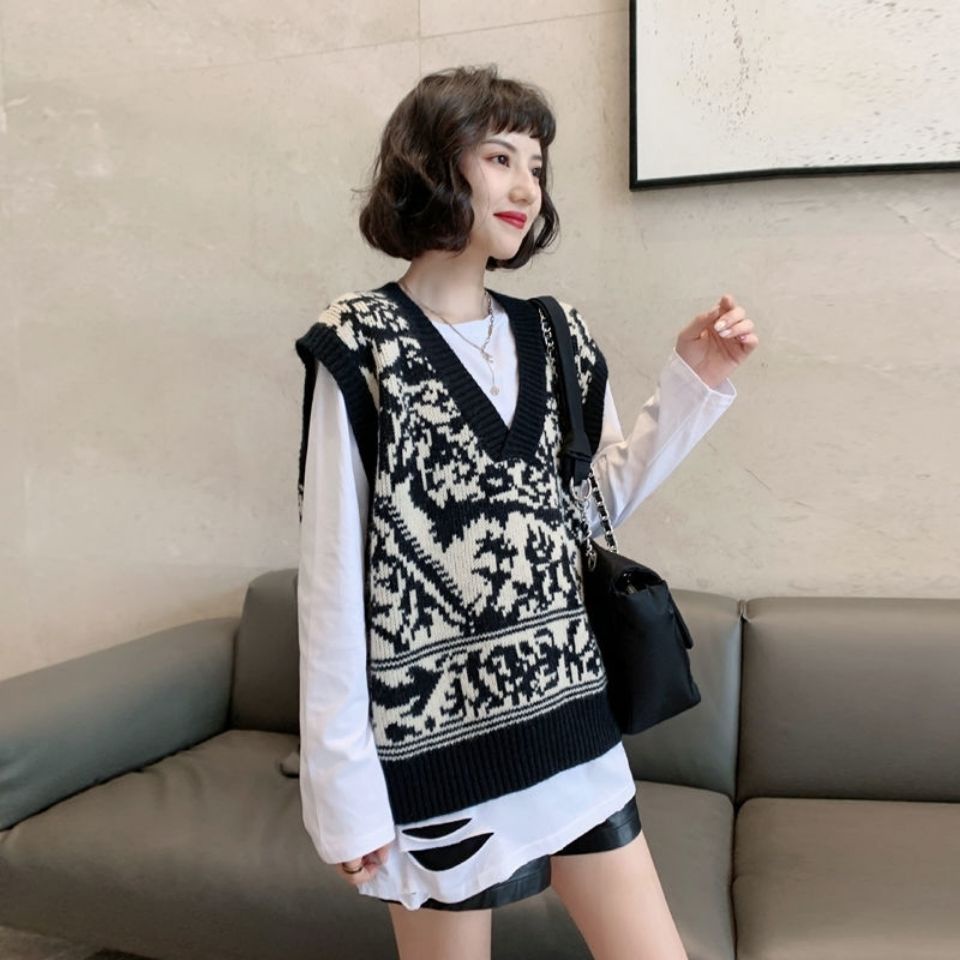 Áo len không tay dáng rộng thiết kế mới thời trang theo phong cách hàn quốc dành cho nữ