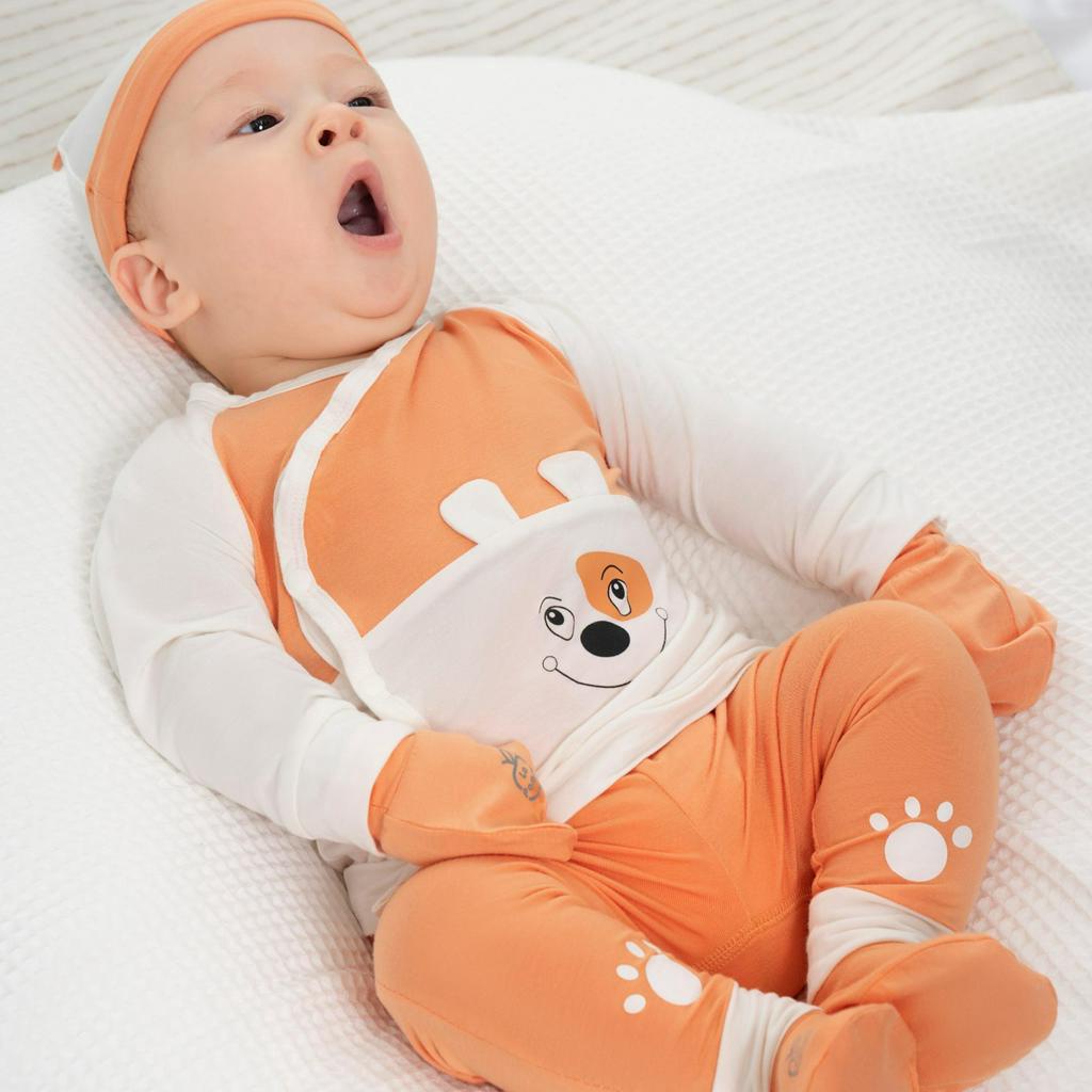 Combo 4 bộ Pomme sweetie màu cam quần + áo