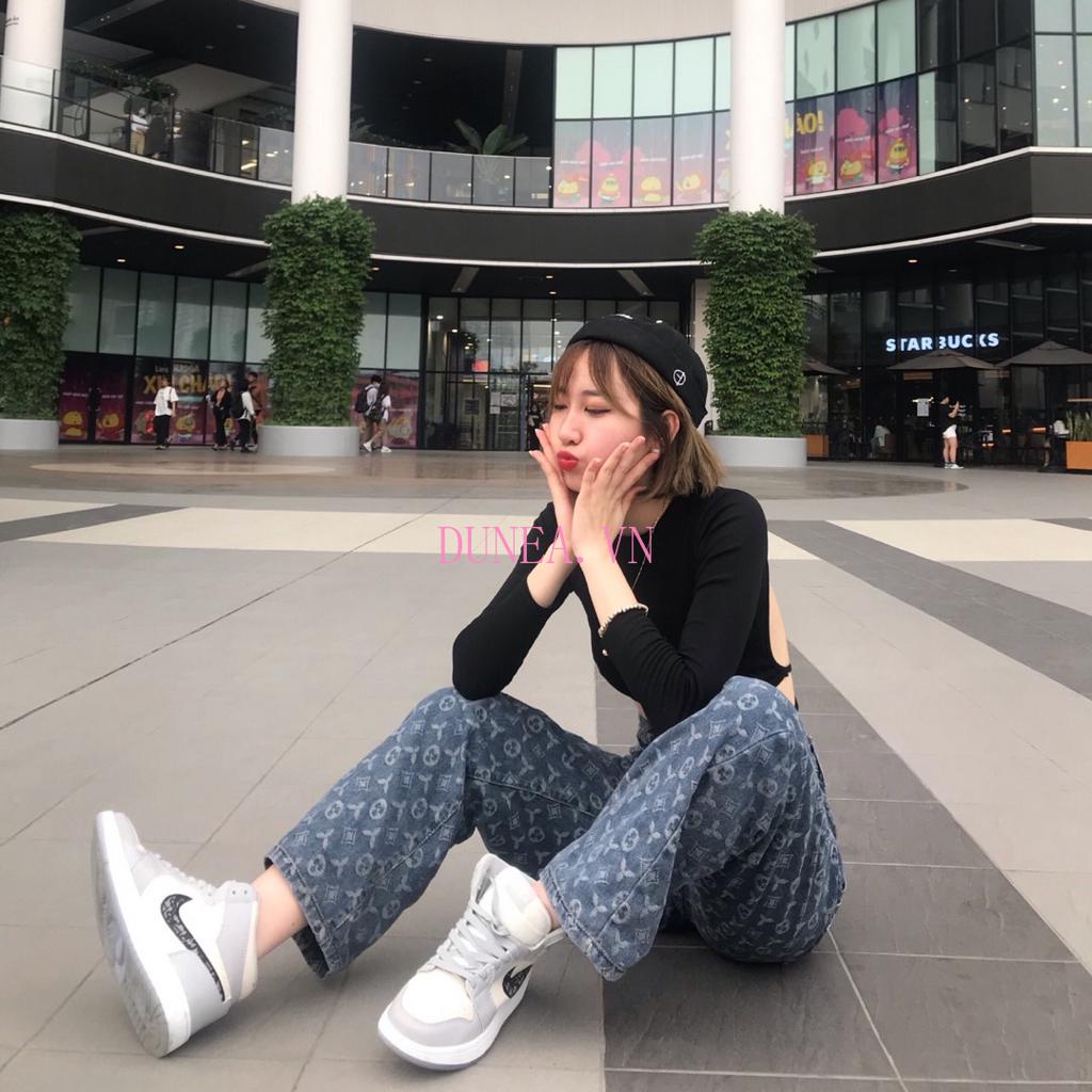 DUNEA Quần Jean Ống Rộng Phong Cách Đơn Giản Thời Trang Cho Cặp Đôi