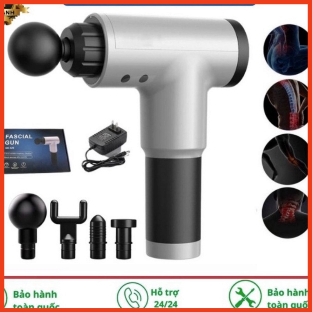 Máy massage cầm tay cổ vai gáy 4 đầu 6 chế độ, Máy đấm lưng rung mát xa giúp giãn cơ bắp đùi chân, đỡ mỏi toàn thân M8 [