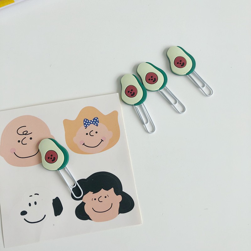 <24h delivery>W&G Korean cartoon pig pig avocado avocado student stationery bookmark silicone paper clip