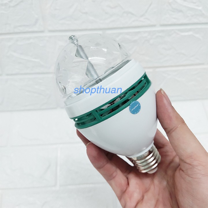 Đèn Led 7 Màu Xoay Gắn Đuôi Đèn E27 Nguồn 220V