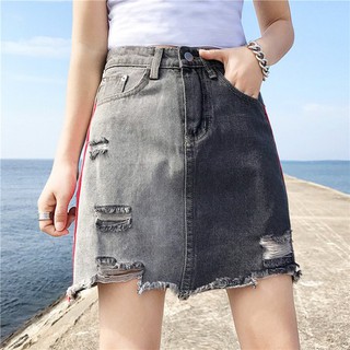 Chân váy jean màu xám đen, lưng cao, nhiều mẫu chất jean đẹp có bigsize eo 60-84cm