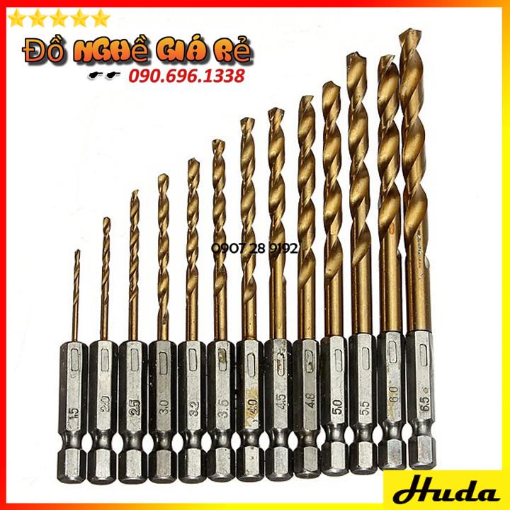 Bộ 13 mũi khoan sắt cho máy khoan bắn vít chân lục giác