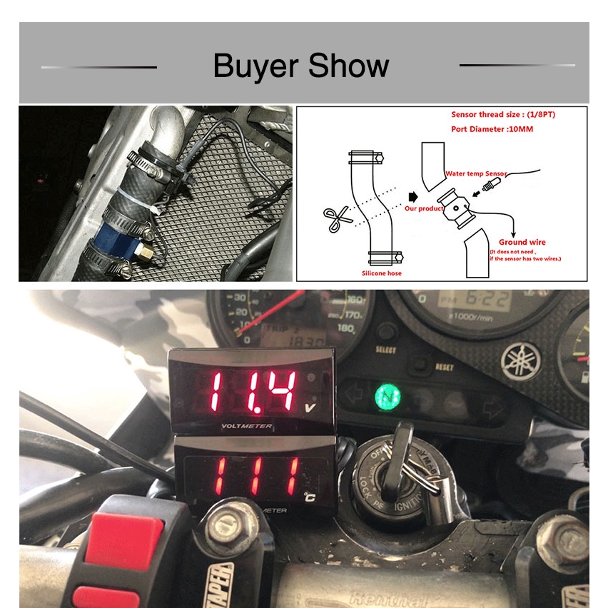 Đồng hồ đo nhiệt độ nước KOSO mini có cảm biến 18mm 22mm dành cho xe mô tô đua Honda Yamaha Suzuki