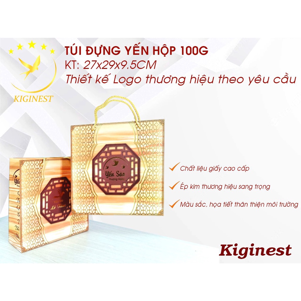 TÚI GIẤY ĐỰNG HỘP YẾN MẪU VÂN GỖ