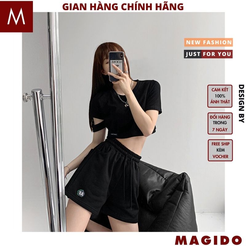Quần short nữ cạp chun thể thao FA kiểu dáng hàn quốc ulzzang -MAGIDO