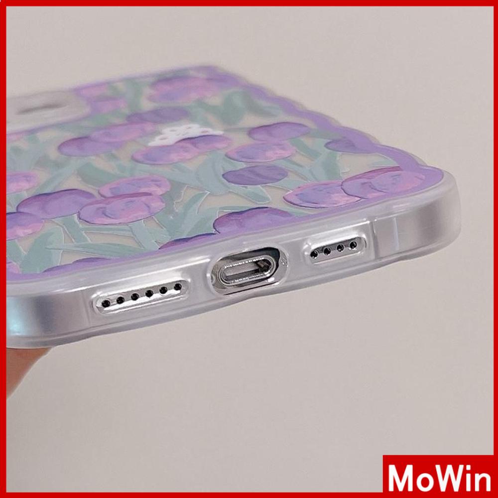 Ốp điện thoại silicon mềm trong suốt hình hoa tulip tím chống sốc thích hợp cho iPhone 13promax 12promax 11 7plus