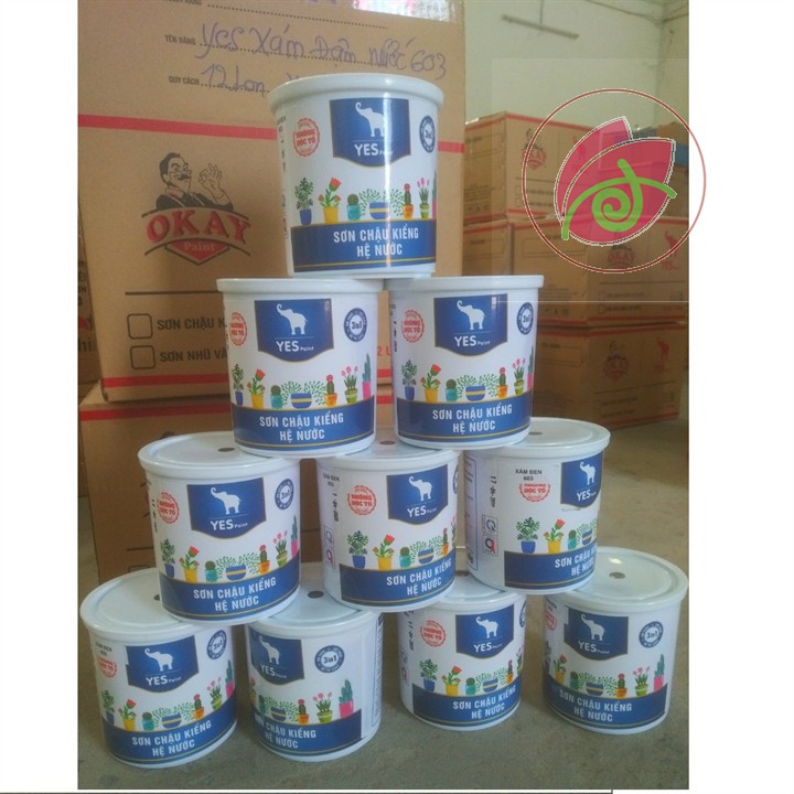 Sơn chậu kiểng màu xanh đá hệ nước YES Paint lon 1kg