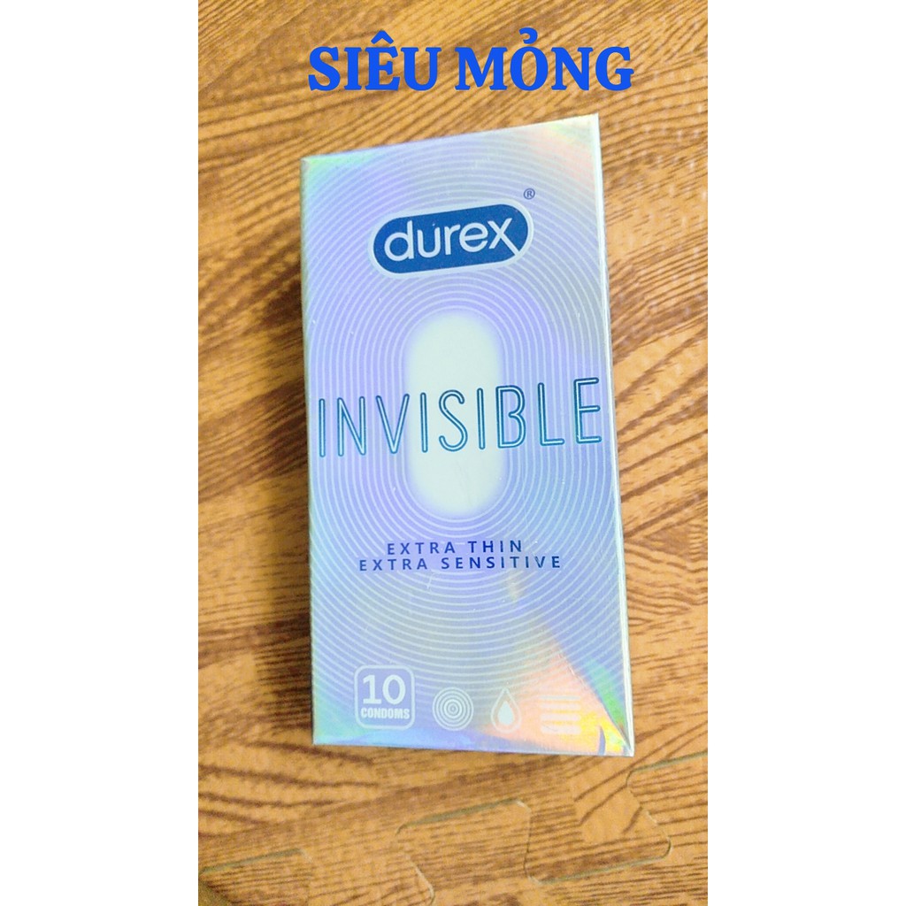 Bao cao su Durex Invisible ❤️FREESHIP❤️  MỎNG NHẤT THẾ GIỚI Hộp 10 chiếc (che tên sản phẩm khi giao tuyệt đối bảo mật)