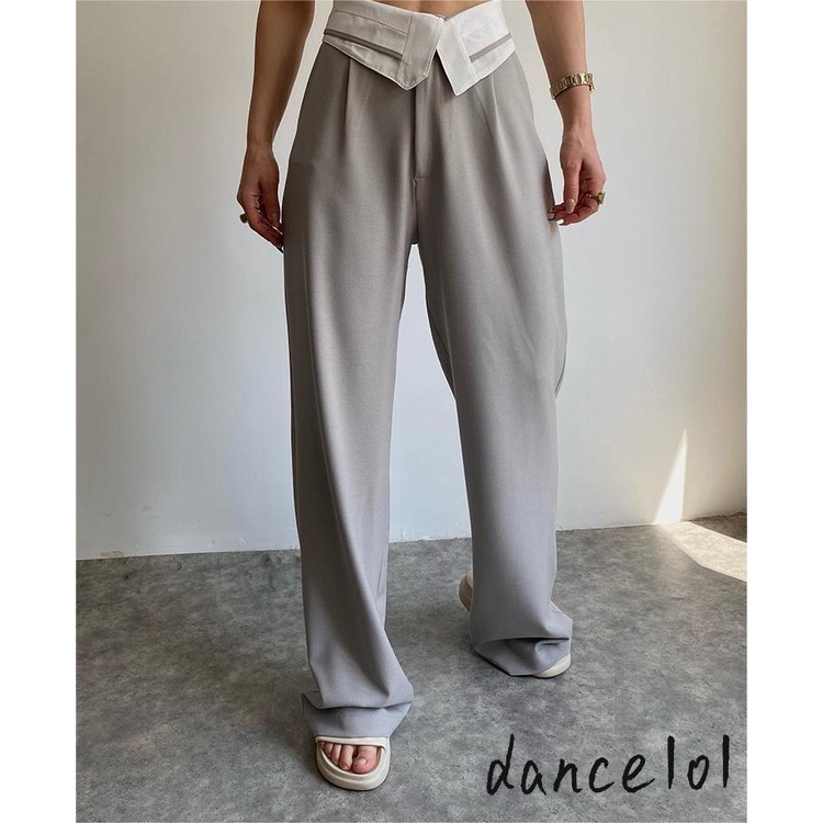 Quần Dài Eo Cao Ống Suông Phối Màu Thời Trang Dành Cho Nữ dance1o1