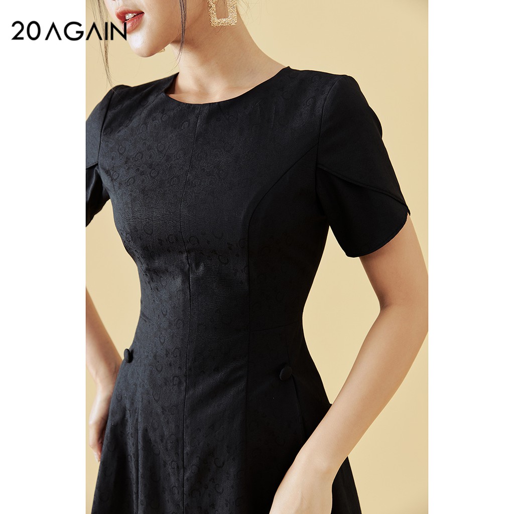 Váy xòe ngắn tay cổ xẻ 20AGAIN, thiết kế tiểu thư tôn dáng DEW0729
