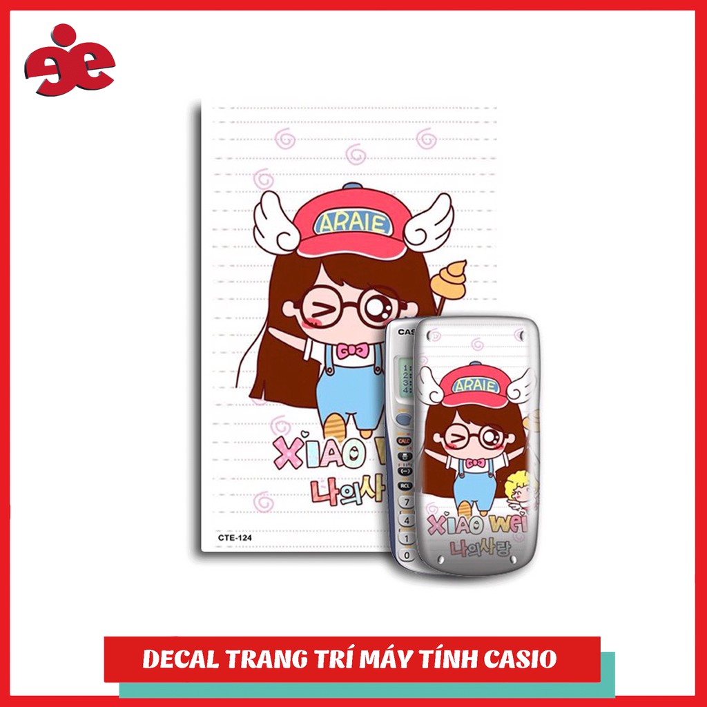 Decal trang trí máy tính Casio/Decal trang trí máy tính Vinacal Ngộ Nghĩnh Dễ Thương 124