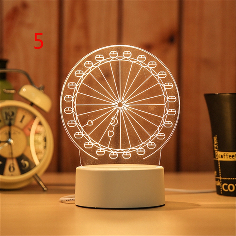 Đèn LED tạo hình 3D nhiều màu sắc chất liệu acrylic kèm phụ kiện