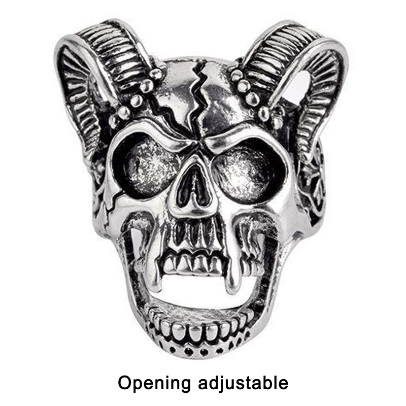 Nhẫn Hình Đầu Lâu Phong Cách Gothic Punk Cổ Điển Có Thể Điều Chỉnh Cho Nam Và Nữ