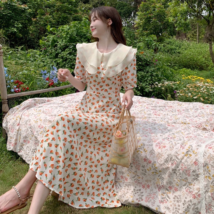 IELGY  Ielgy Đầm Hoa Mỏng Kiểu Dáng Ngọt Ngào Cho Nữ