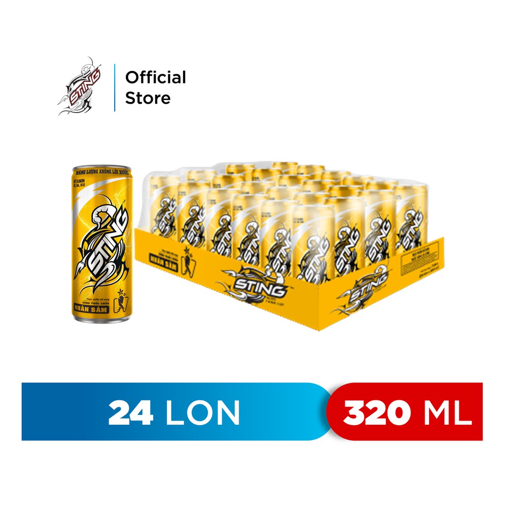 Thùng 24 Lon Nước Tăng Lực Sting Vàng (320ml/lon)