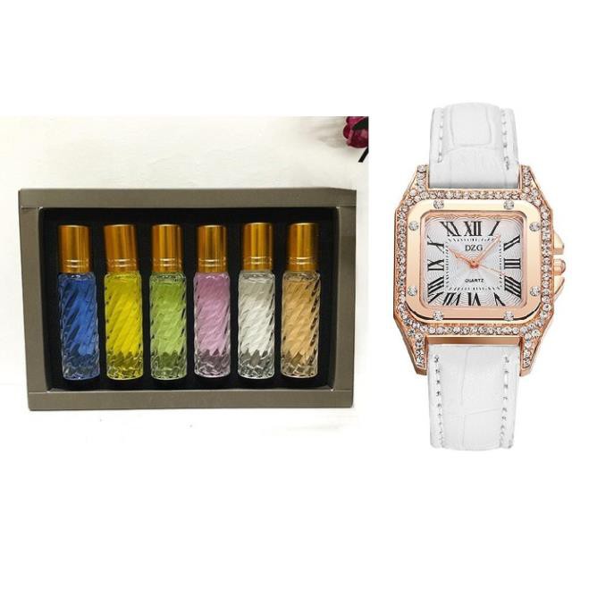 Set 6 Chai Nước Hoa Tháp Mini Hương Thơm Pháp Quyến Rũ, Cá Tính -Tặng Đồng Hồ Nữ Cao Cấp