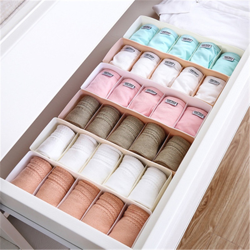 5 Grids socks storage box, panty storage plastic container, panty socks sorting storage Artifact, wardrobe storage