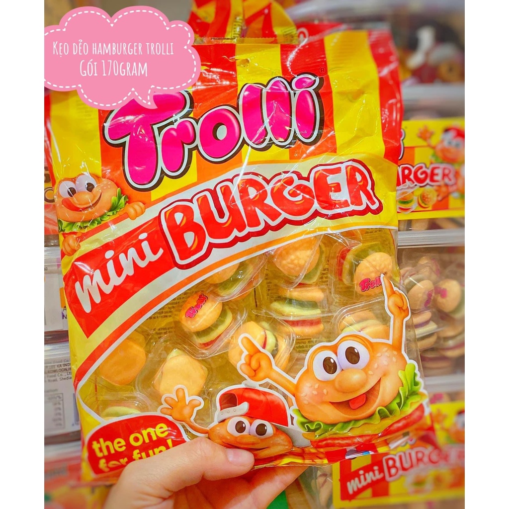 Kẹo dẻo Trolli Mini Burger ⚡ LOẠI NGON ⚡ Kẹo mềm dẻo dai, thơm hương vị trái cây