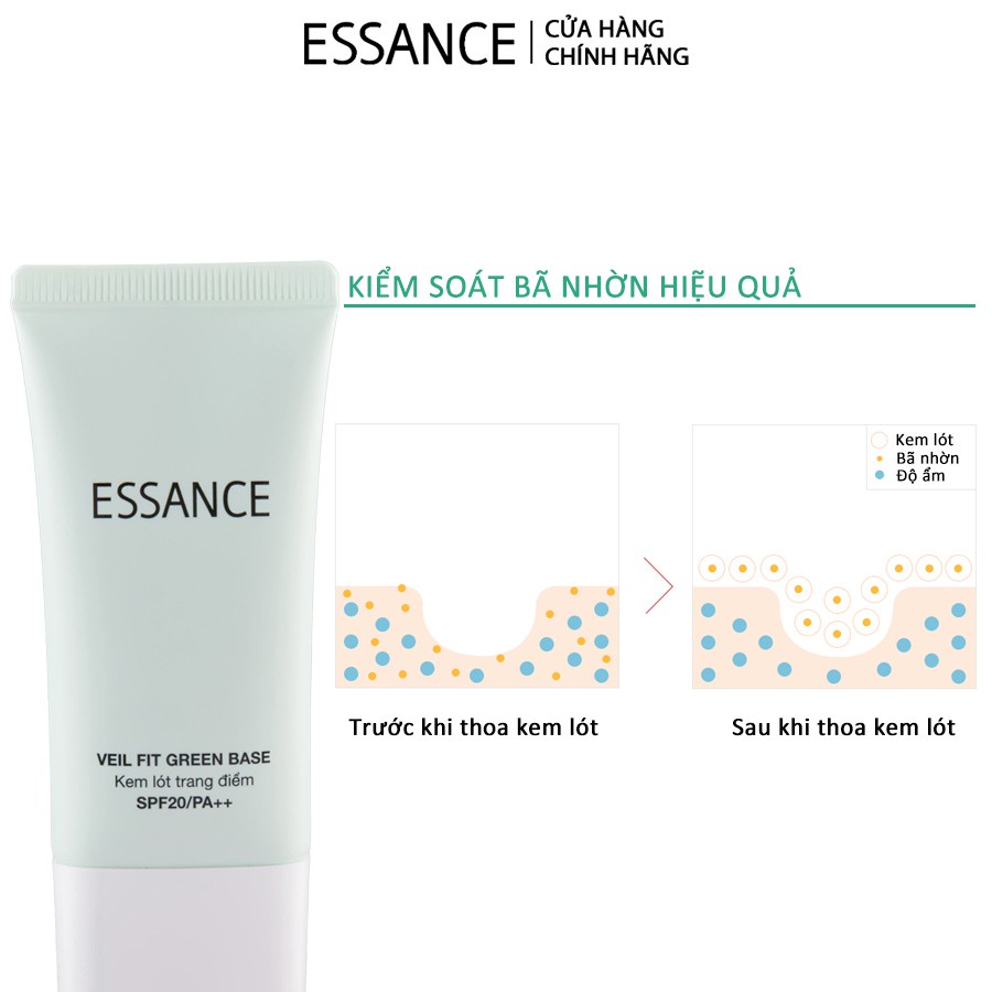 [Mã COSLG5 giảm 10%]Kem lót hiệu chỉnh sắc da kiểm soát dầu Essance Veil Fit Green Base SPF20 PA++ 30ml