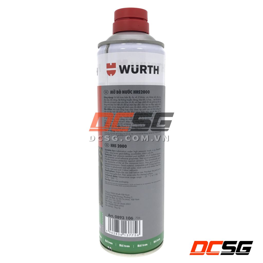 Mỡ bò nước dạng xịt bôi trơn chịu nhiệt WURTH HHS2000 / 500ml | DCSG