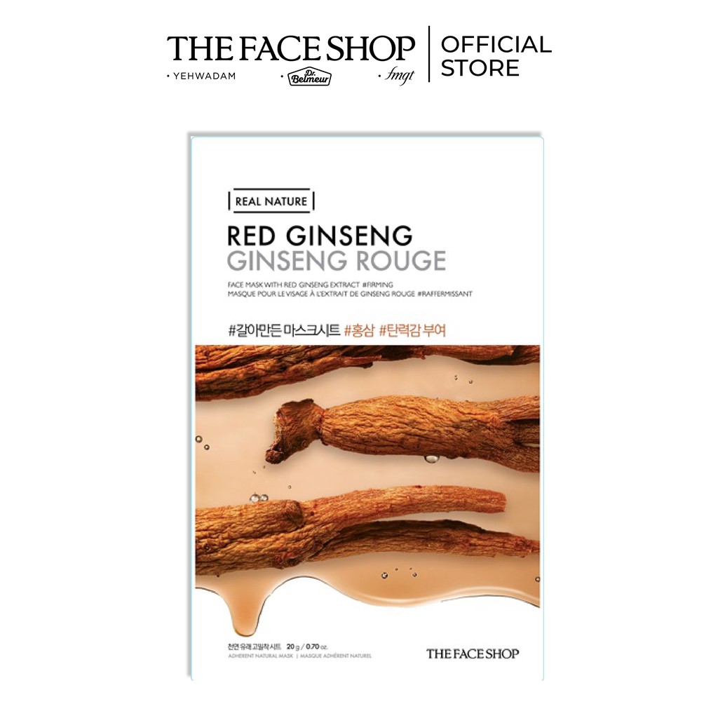 Combo Mặt Nạ Real Nature TheFaceShop (Lingzhi- Red Ginseng- Pomegranate-Green Tea)20G X 21Pcs giakhanh