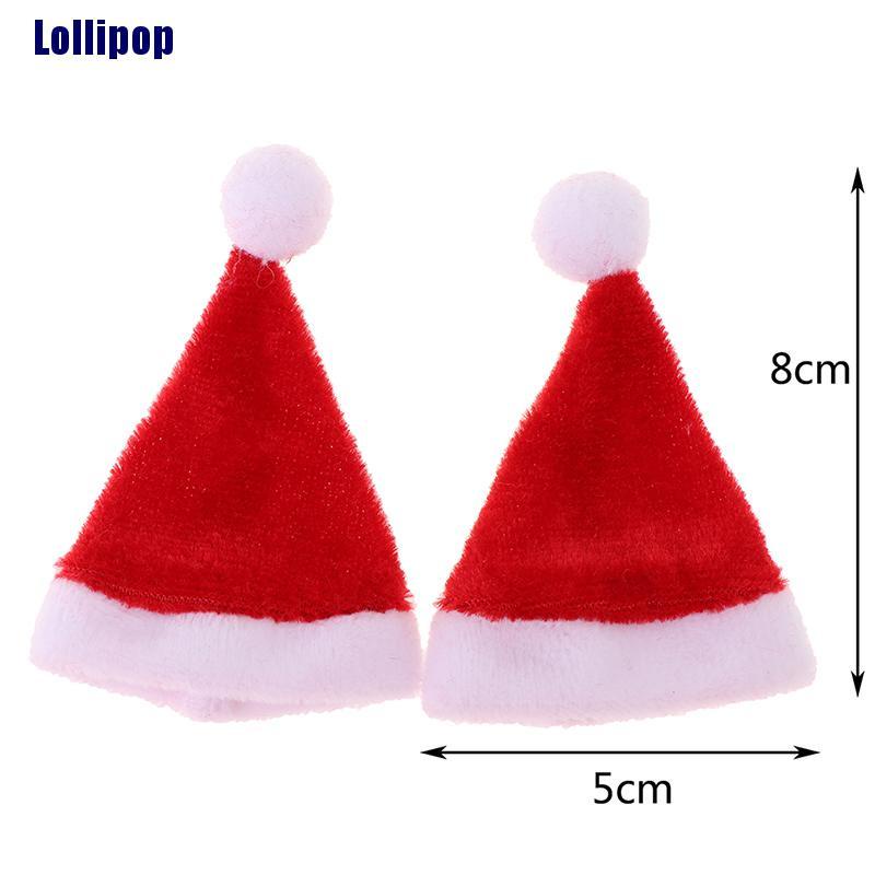 Set 2 mũ ông già noel mini trang trí nhà búp bê dịp giáng sinh độc đáo