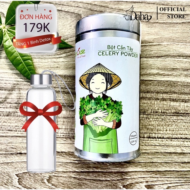 Bột cần tây nguyên chất sấy lạnh Dalahouse ( Lon 150gram) , kháng mỡ hiệu quả, bột cần tây mật ong, đẹp da giảm mụn