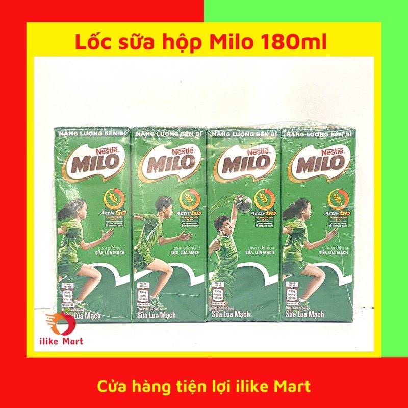 1 Lốc sữa Milo lúa mạch có đường/ít đường 115ml-180ml